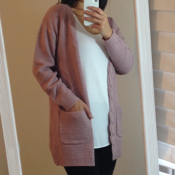 Mauve  Open Cable Cardigan. NWOT - Picture 3 of 7